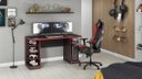 Ver imagem 5 de Mesa Gamer 4 Prateleiras e Suporte para Headset/fone de Ouvido Notável - Preto/vermelho