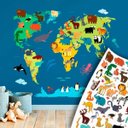 Ver imagem 1 de ADESIVO DE PAREDE - MAPA-MÚNDI BICHOS PARA MONTAR