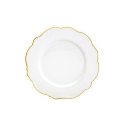 Conjunto 6 Pratos Wolff Rasos Porcelana Fio Dourado Branco 28cm - 1 Conjunto 6 Pratos Wolff Rasos Porcelana Fio Dourado Branco 28cm - 1