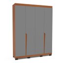 Ver imagem 2 de Roupeiro Solteiro Porto 4 Portas 4 Gavetas 161x214cm Freijó/Cinza 240824