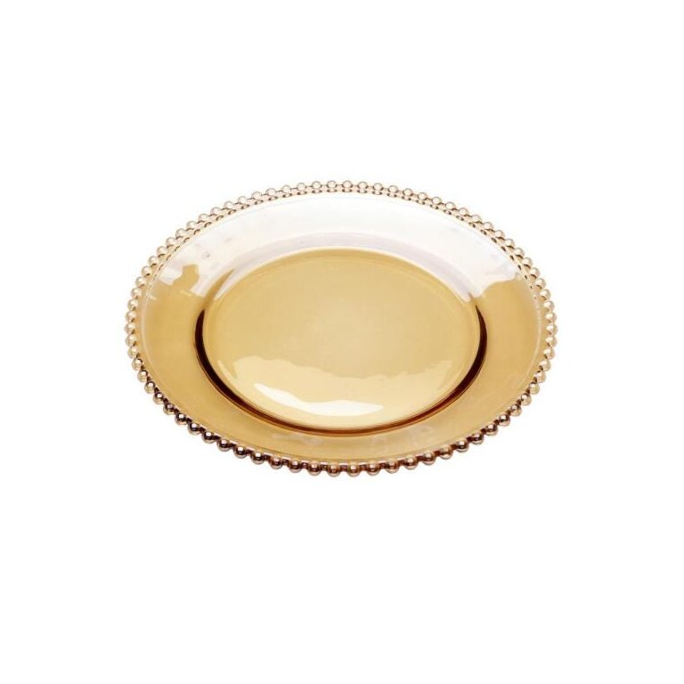 PRATO DE CRISTAL WOLFF PEARL ÂMBAR 28cm PRATO DE CRISTAL WOLFF PEARL ÂMBAR 28cm