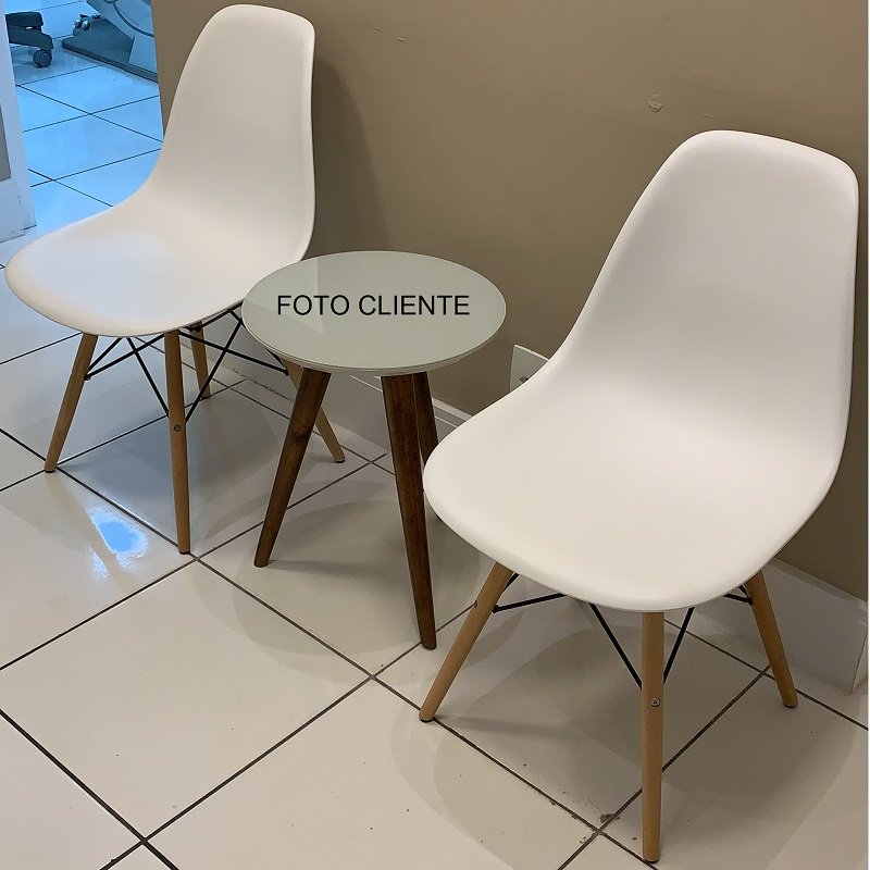 Jogo de 2 Mesa de canto Cor Off White Com Vidro Pé Palito 60/70 - Off White 50 Cm - 5