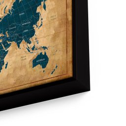 Quadro Mapa Meridiano 68x34cm Moldura Preta - 3