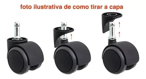 Kit 5 Rodinhas 55mm P/ Cadeira Gamer Anti-risco Silicone/pu:preto - 4