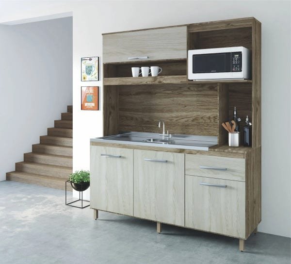 COZINHA COMPACTA BELA 4 PORTAS 1 GAVETA DARMOVEL - Castanho/Malbec ...
