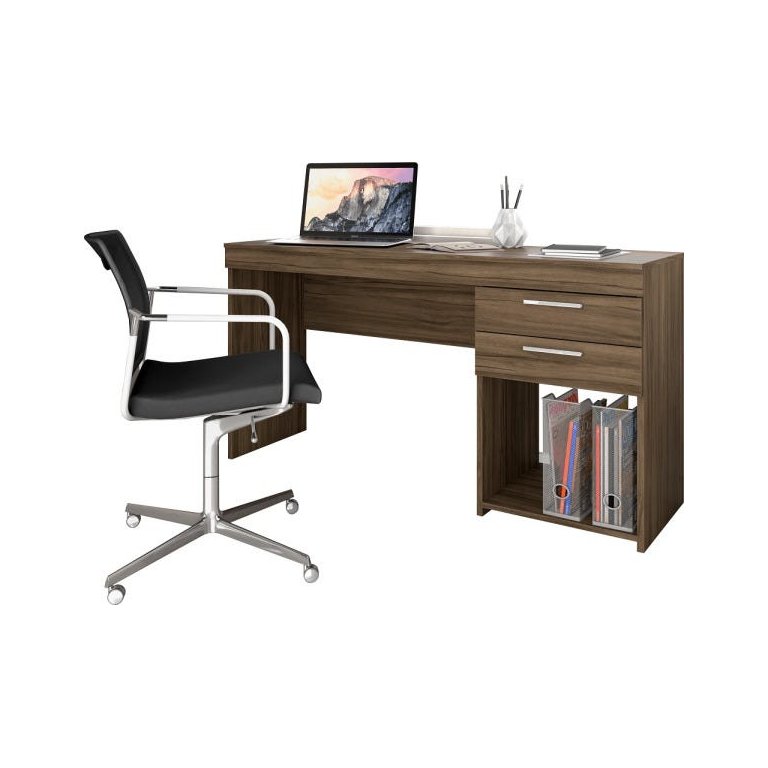 Mesa para Escritório com 2 Gavetas Notável Móveis - Nogal Trend
