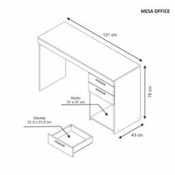 Mesa para Escritório com 2 Gavetas Notável Móveis - Nogal Trend - 2