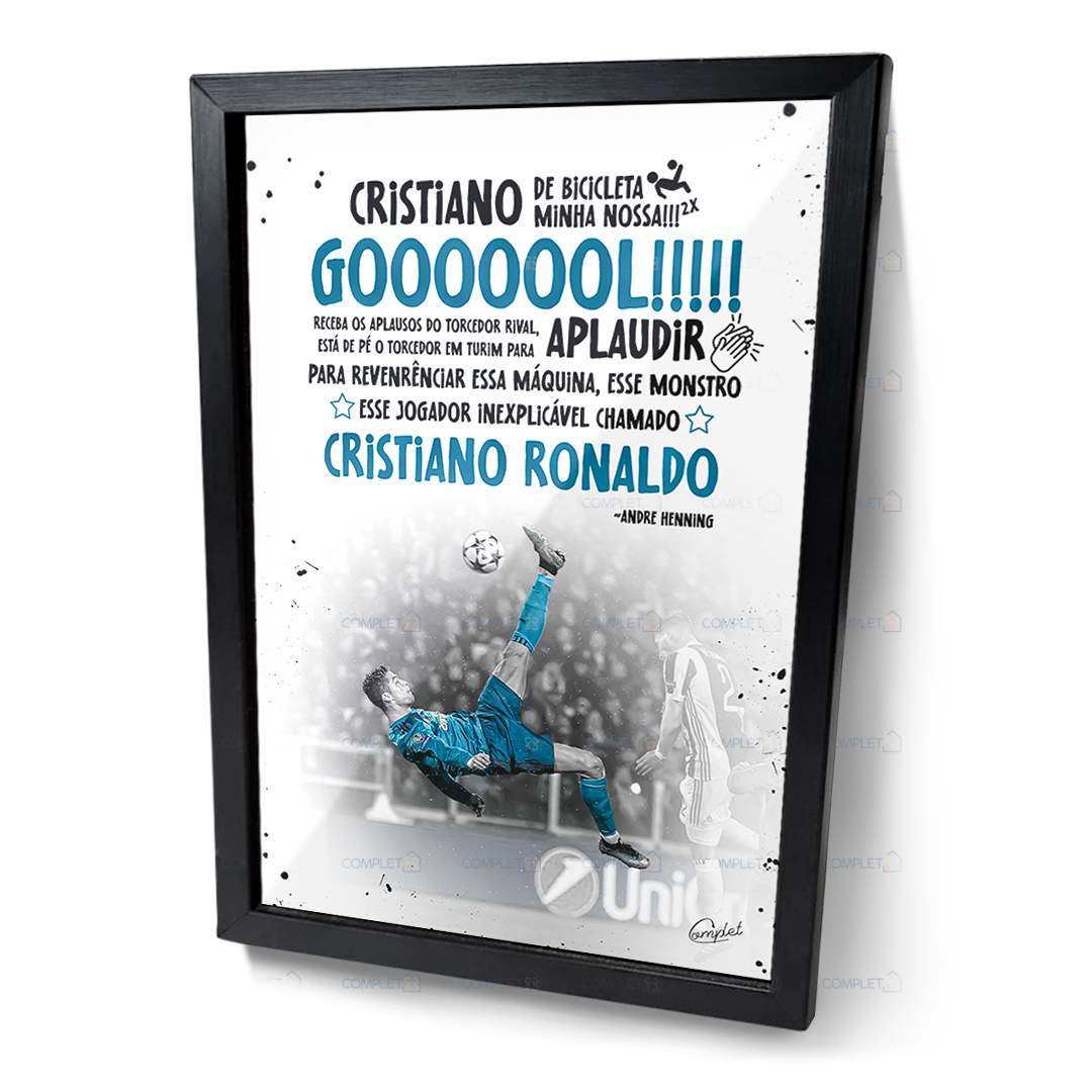 Quadro Cristiano Ronaldo Narração Histórica Gol de Bicicleta