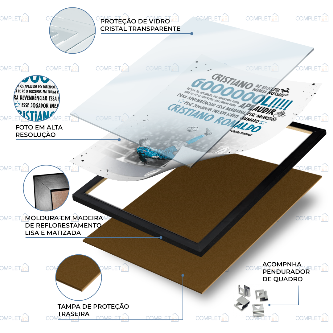 Quadro Cristiano Ronaldo Narração Histórica Gol de Bicicleta - 5