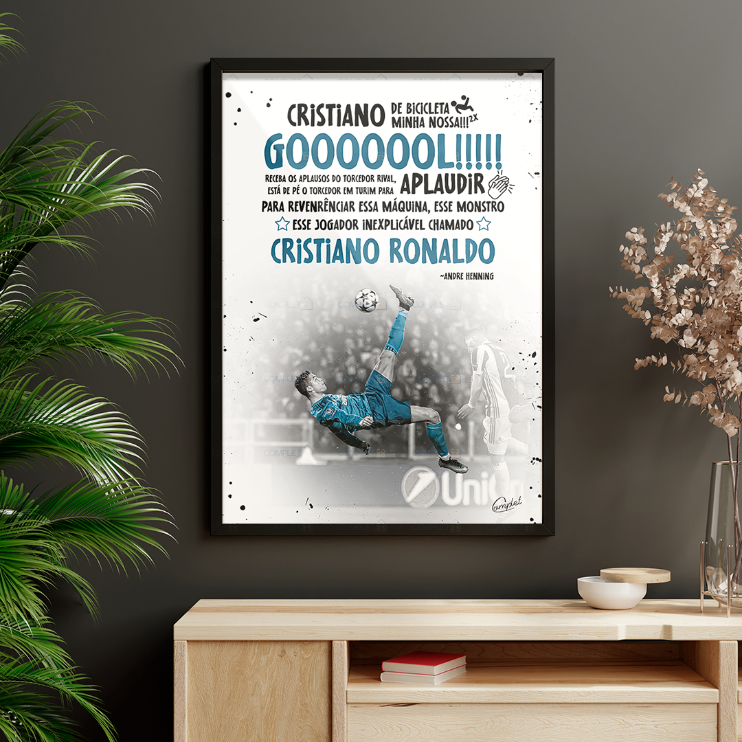 Quadro Cristiano Ronaldo Narração Histórica Gol de Bicicleta - 4