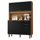 Ver imagem 1 de Armário para Cozinha Kit Pop 120 Cm 6 Portas 2 Gavetas Cinamomo Preto Catedral Fosco - Zanzini