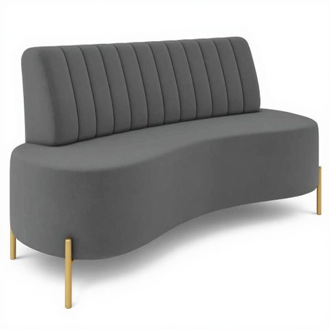 Sofá 2 Lugares 160cm Pés Aço Dourado Tamar Veludo Grafite Z08 - Mpozenato