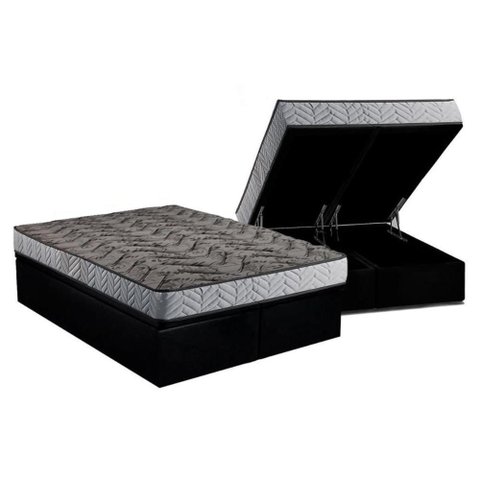 Conjunto Box Baú Queen: Colchão Espuma Paropas Compact Ag 65 / D28 Royalle Rústico Prata + Base