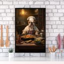 Ver imagem 2 de Quadro para Cozinha Cão Bulldog Inglês 24x18cm - com Vidro:madeira Branca