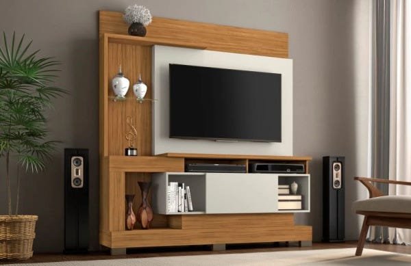 Estante Home para Tv até 50 Polegadas com Portas Deslizantes Notável - Freijó Trend/off White - 3