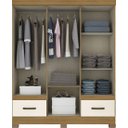 Ver imagem 4 de Guarda Roupa Solteiro B60 5 Portas e 2 Gavetas Nature/Off White com Espelho - Móveis Briz