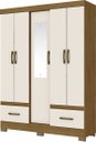 Ver imagem 1 de Guarda Roupa Solteiro B60 5 Portas e 2 Gavetas Nature/Off White com Espelho - Móveis Briz