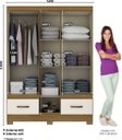 Ver imagem 3 de Guarda Roupa Solteiro B60 5 Portas e 2 Gavetas Nature/Off White com Espelho - Móveis Briz