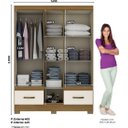 Ver imagem 3 de Guarda Roupa Solteiro B60 5 Portas e 2 Gavetas Nature/Off White com Espelho - Móveis Briz