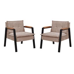 Conjunto de 2 Poltronas Fortaleza Gdecor - Tecido Cappucino - 1