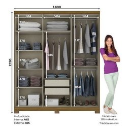 Guarda-Roupa Roupeiro Casal Briz 6 Portas B75 - Nature Off-White - 2