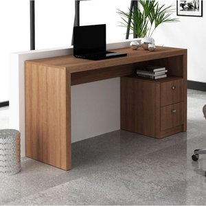 Mesa para Escritório com 2 Gavetas - Amêndoa