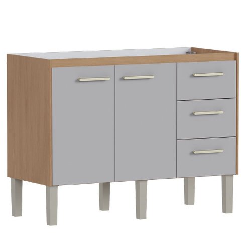Gabinete Madeira Ibis 1,14 Metros Jequitibá Nude para Pia 1,20 Metros - P103636 - Cozimax