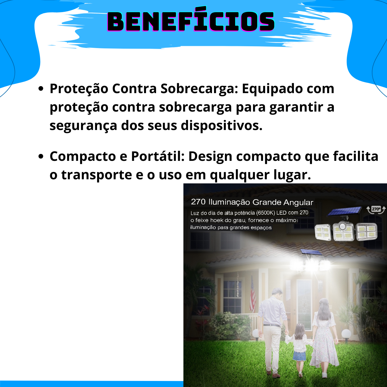 Refletor Grande de 120 Led com Painel Solar Giratório Sensor de Movimento Controle Remoto - 3