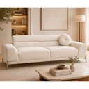 Ver imagem 2 de Sofá Arezzo 3 Lugares Pés Titânio 230cm Bouclé Off White - Sallar Home