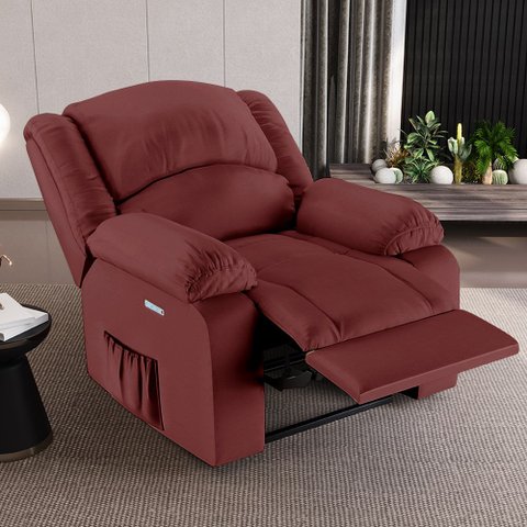 Poltrona do Papai Reclinável Sala de Cinema Madrid Elétrica Touch Massagem USB PU Vermelho G23 Gran 