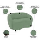 Ver imagem 3 de Sofá 3 Lugares Living Orgânico Sala de Estar 180cm Garbin K04 Bouclê Verde - Mpozenato