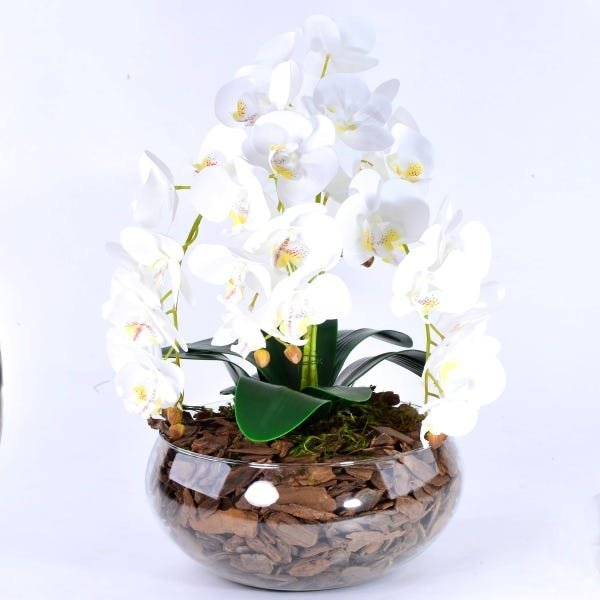 Arranjo Centro de Mesa de Orquídea Branca 3D - 1