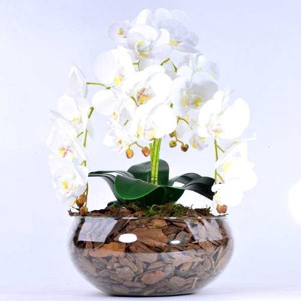 Arranjo Centro de Mesa de Orquídea Branca 3D - 2
