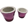 Kit 2 Vasos Decorados para Plantas Cactos Suculentas em Concreto Rosa metálico - HD - 2