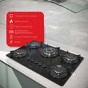 Ver imagem 4 de Cooktop 5 Bocas Tripla Chama Vidro Preto - Fogatti