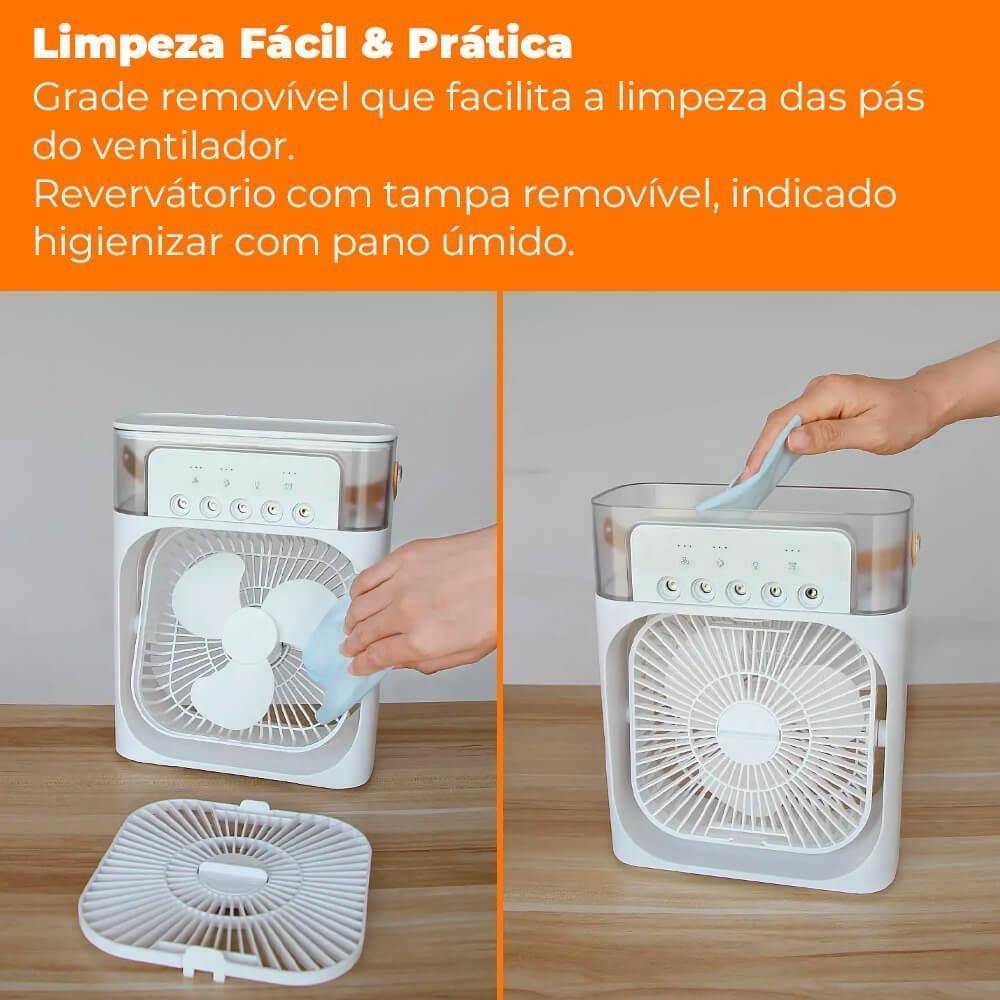 Ventilador Portátil Umidificador de Ar Climatizador Portátil Usb de Mesa com Iluminação Verde - 5