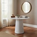 Ver imagem 1 de Mesa de Canto Cone Laqueado Redondo Vidro MDF 70cm Off White