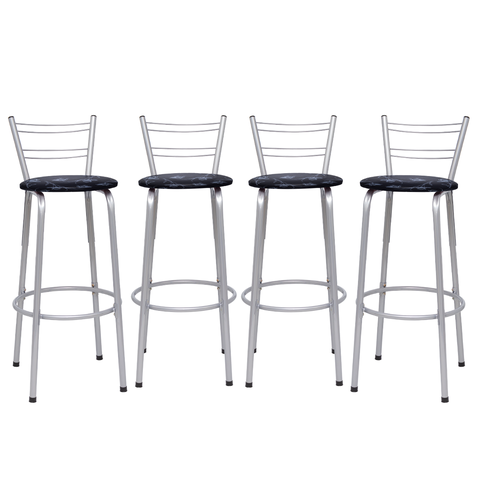 Kit 4 Banquetas para Balcão Flórida Prata Bistrô Ilhas Cozinha Gourmet Bares