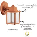 Ver imagem 3 de 4 Arandela Externa Retro Cobre Colonial Fachada Acl97