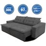 Sofá Amazonas 3 metros Retrátil com Molas Suede Veludo Light Cinza - Sofá na Web - 7