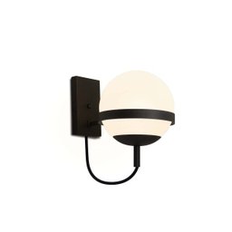 3 Arandela Globo de Vidro Opalino Aluminio Preto Sala Escada Interna Alu23 - 2