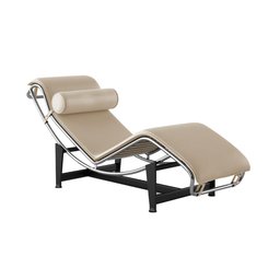 Chaise Lc-4 Cromada em Sintético Bege Cor Bege - 1