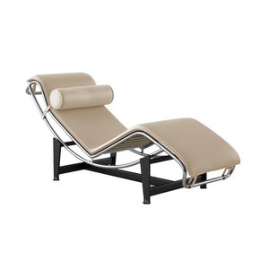 Chaise Lc-4 Cromada em Sintético Bege Cor Bege