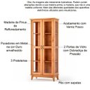 Ver imagem 4 de Cristaleira de Madeira Maciça 2 Portas de Vidro Bella Slim Carvalho Fosco