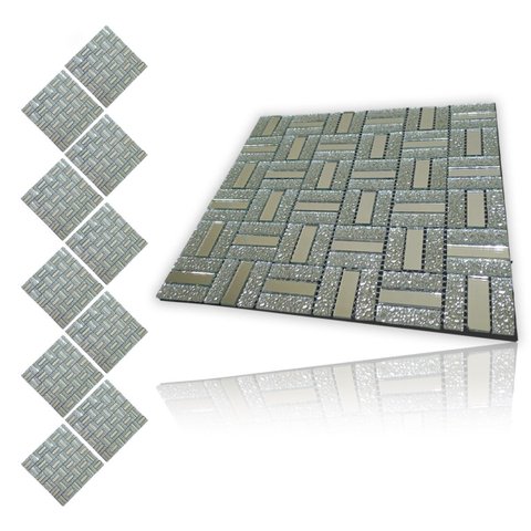 Pastilha de Vidro Adesiva Kit 10 Uni Parede Cozinha Sala Banheiro Decorativa Moderna Requintado Refo
