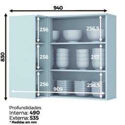 Armário Aéreo de Canto Reto com 1 Porta Americana Henn - 3