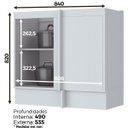 Ver imagem 4 de Balcão de Cozinha Canto Reto 1 Porta MDF Americana Henn Modular com Rodapé