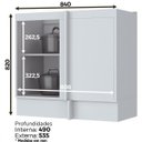 Ver imagem 4 de Balcão de Cozinha Canto Reto 1 Porta MDF Americana Henn Modular com Rodapé