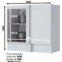 Ver imagem 3 de Balcão de Cozinha Canto Reto 1 Porta MDF Americana Henn Modular com Rodapé