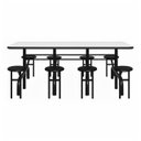 Ver imagem 2 de Mesa para Refeitório Escamoteável 08 Lugares Mdp Branco de 25 Mm - Assento Preto - 50804